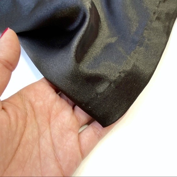 One shoulder satin black formal mini dress ruffle - Picture 3 of 8